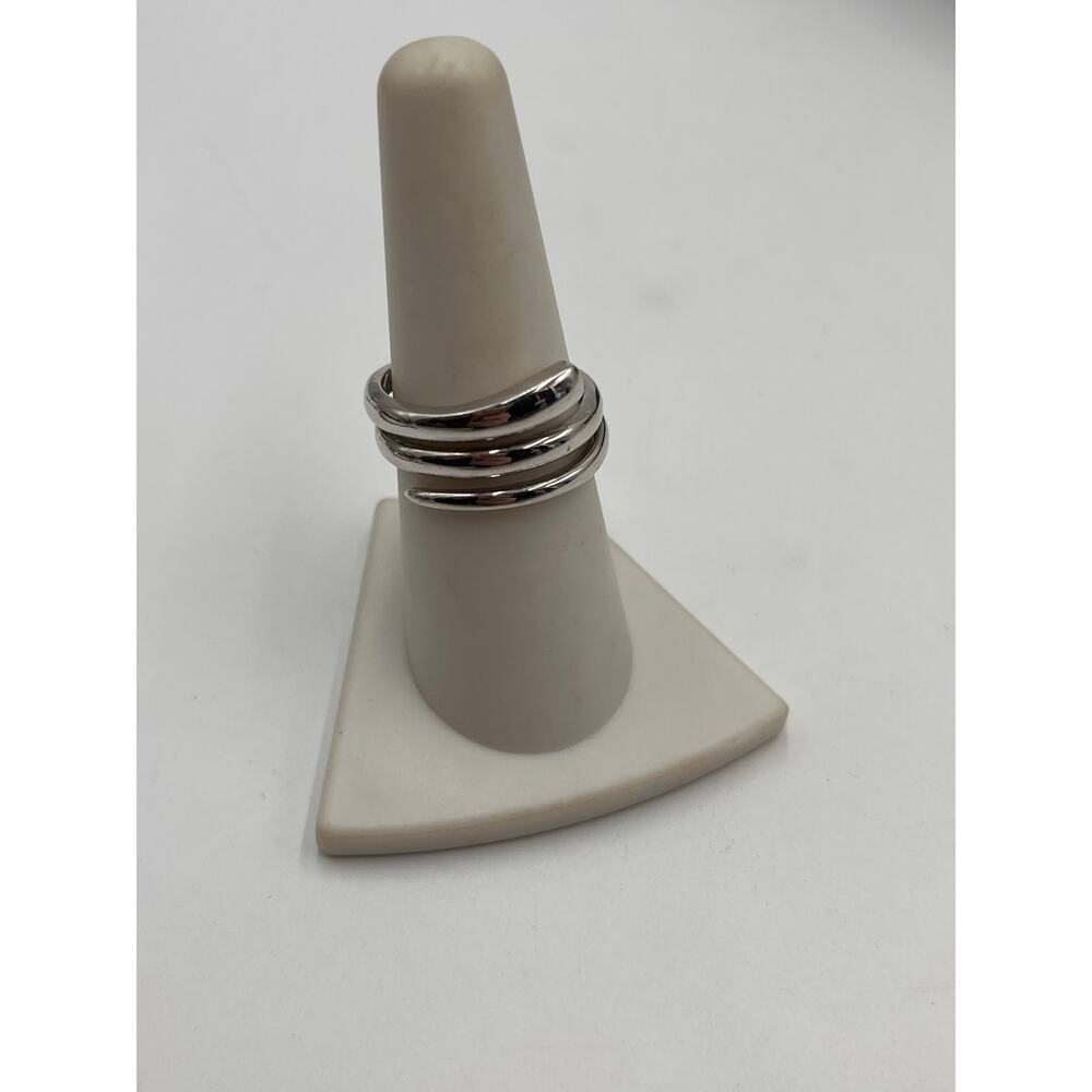 FAS Sterling Silver 925 Spiral Three Rows‎  Ring Sz 7.75